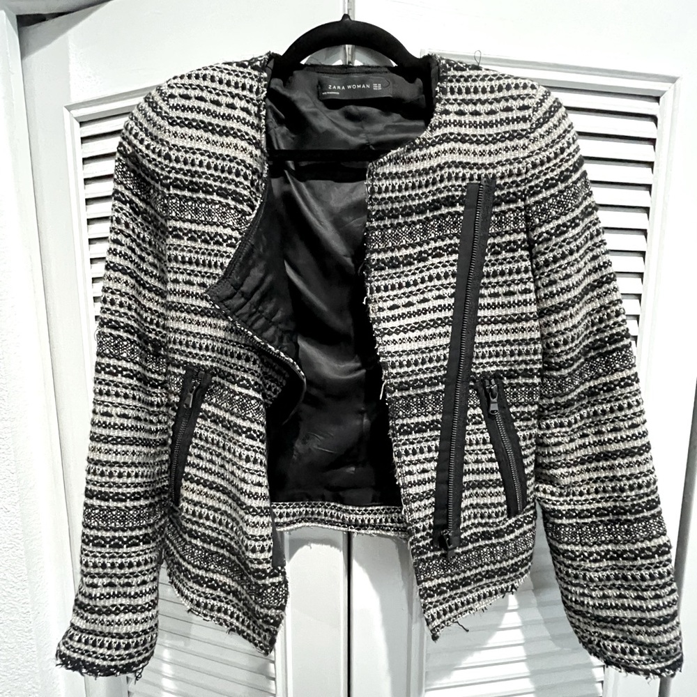 Zara tweed jacket with shoulder pads